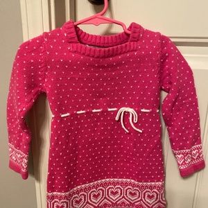 Baby Pink and White Knit Dress with Hearts